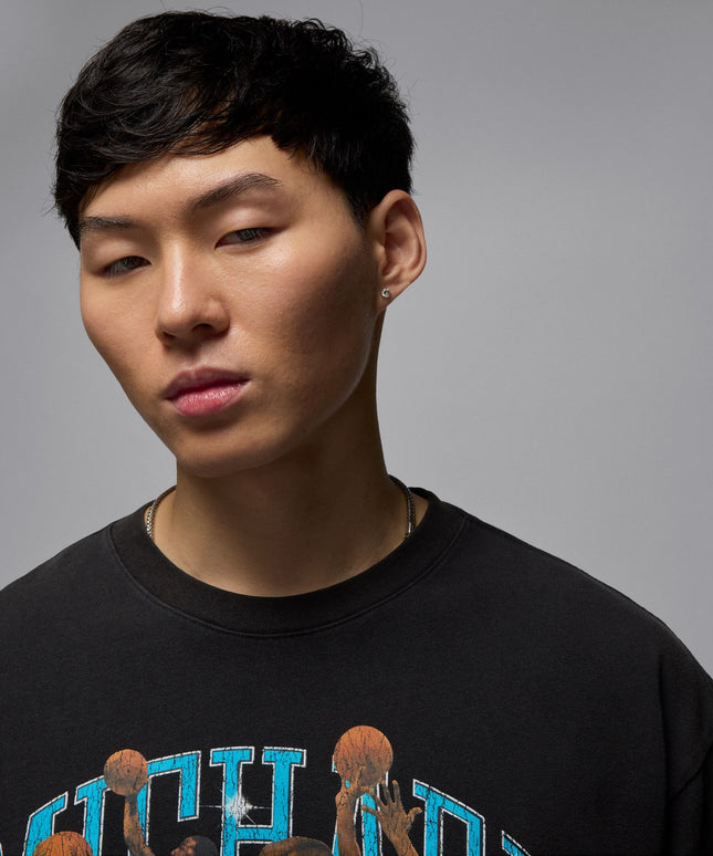 Air Jordan Mens Flight Essentials Tee - Black/Dark Powder Blue