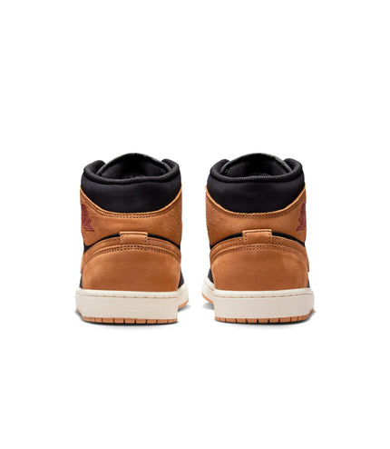 Air Jordan Mens 1 Mid SE - Black/Flax