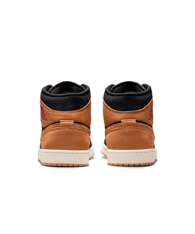 Air Jordan Mens 1 Mid SE - Black/Flax