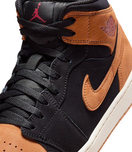 Air Jordan Mens 1 Mid SE - Black/Flax