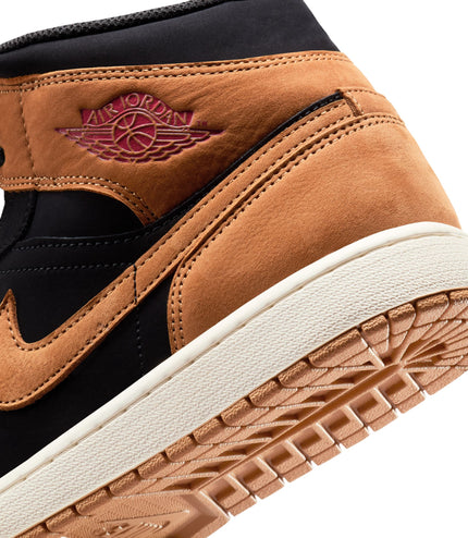 Air Jordan Mens 1 Mid SE - Black/Flax