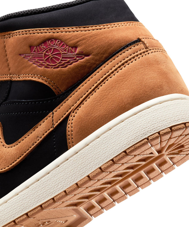 Air Jordan Mens 1 Mid SE - Black/Flax