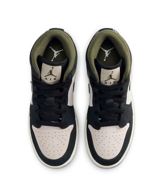 Air Jordan Big Kids 1 Mid- Light Orewood Brown