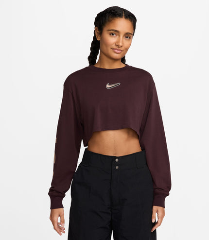 Nike Womens Oversized Long Sleeve - Burgundy Crush
