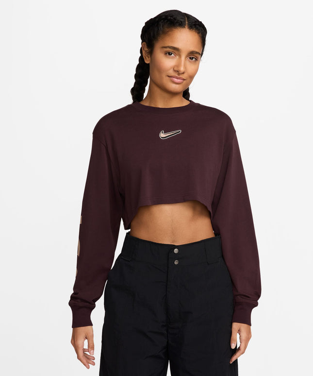 Nike Womens Oversized Long Sleeve - Burgundy Crush