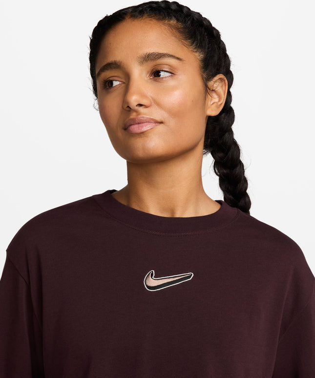 Nike Womens Oversized Long Sleeve - Burgundy Crush