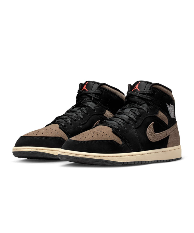 Air Jordan Mens 1 Mid SE - Black/Olive Grey