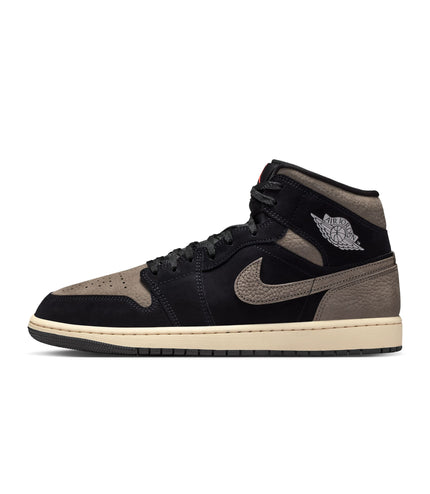 Air Jordan Mens 1 Mid SE - Black/Olive Grey