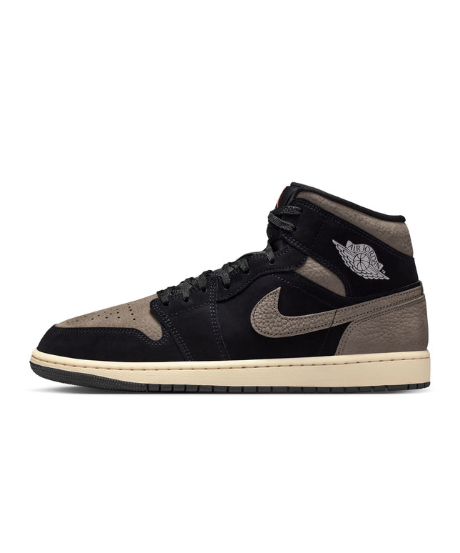 Air Jordan Mens 1 Mid SE - Black/Olive Grey