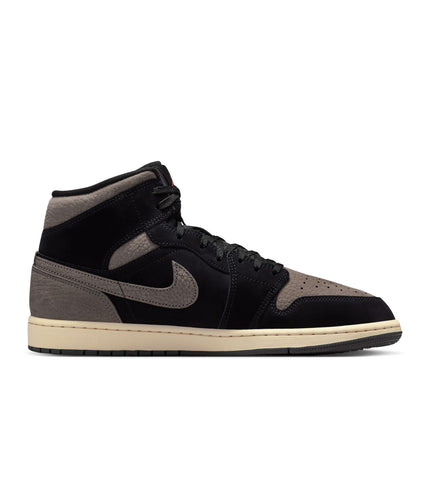 Air Jordan Mens 1 Mid SE - Black/Olive Grey