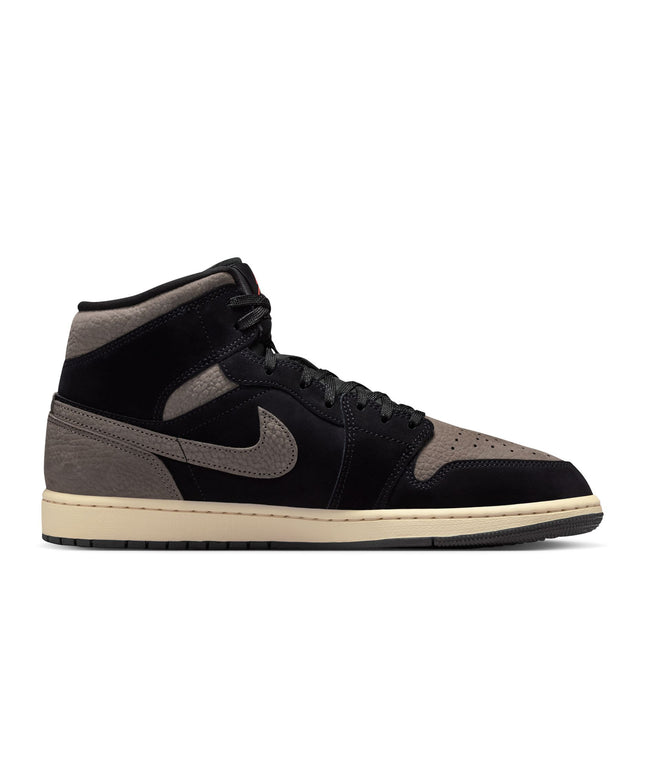 Air Jordan Mens 1 Mid SE - Black/Olive Grey