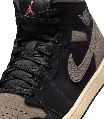Air Jordan Mens 1 Mid SE - Black/Olive Grey