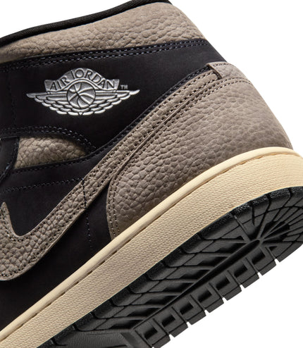 Air Jordan Mens 1 Mid SE - Black/Olive Grey