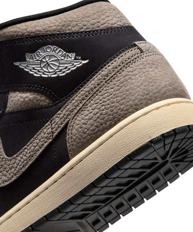 Air Jordan Mens 1 Mid SE - Black/Olive Grey