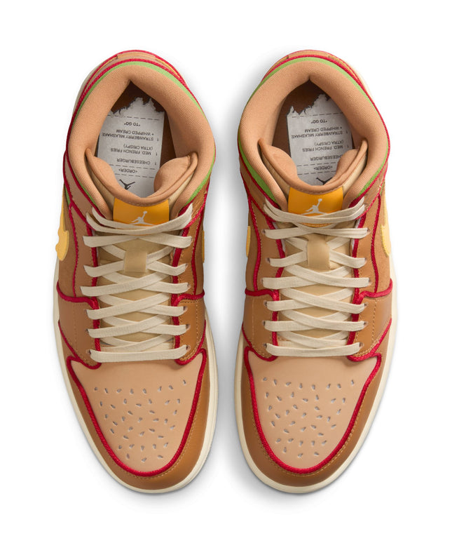 Air Jordan Mens 1 Mid SE - Flax/University Gold