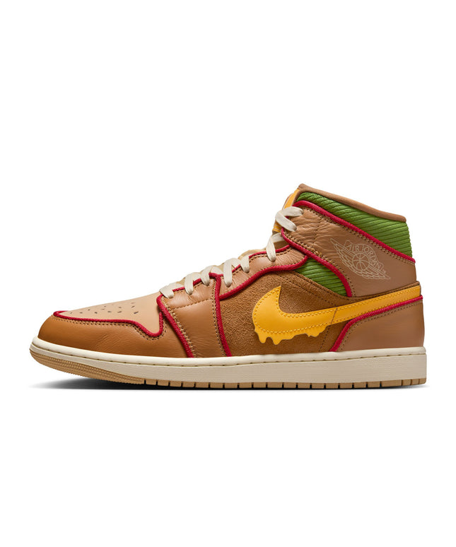 Air Jordan Mens 1 Mid SE - Flax/University Gold