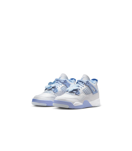 Air Jordan (PS) 4 Retro Blanco/Aluminio-Azul Tinte-Verde Aceite