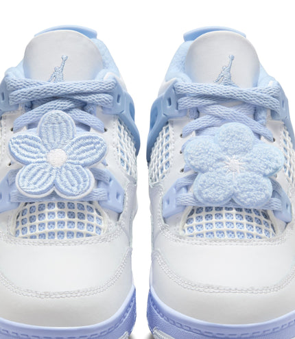 Air Jordan (PS) 4 Retro Blanco/Aluminio-Azul Tinte-Verde Aceite