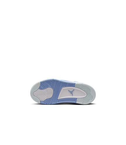 Air Jordan (PS) 4 Retro Blanco/Aluminio-Azul Tinte-Verde Aceite