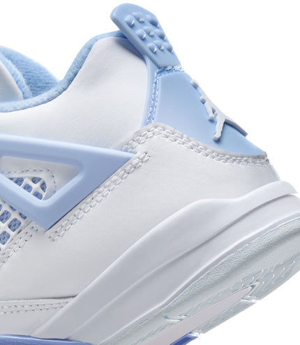 Air Jordan (PS) 4 Retro Blanco/Aluminio-Azul Tinte-Verde Aceite