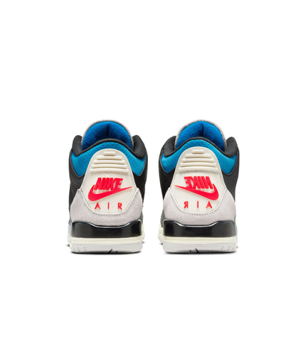 Air Jordan Big Kids 3 Retro Negro/Rojo Chile-Gris Neutro