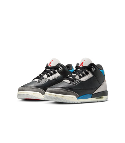 Air Jordan Big Kids 3 Retro Negro/Rojo Chile-Gris Neutro