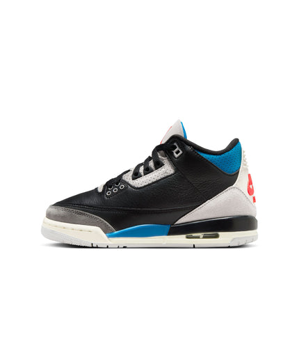 Air Jordan Big Kids 3 Retro Negro/Rojo Chile-Gris Neutro