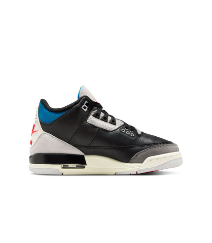 Air Jordan Big Kids 3 Retro Negro/Rojo Chile-Gris Neutro