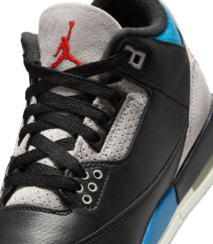 Air Jordan Big Kids 3 Retro Negro/Rojo Chile-Gris Neutro