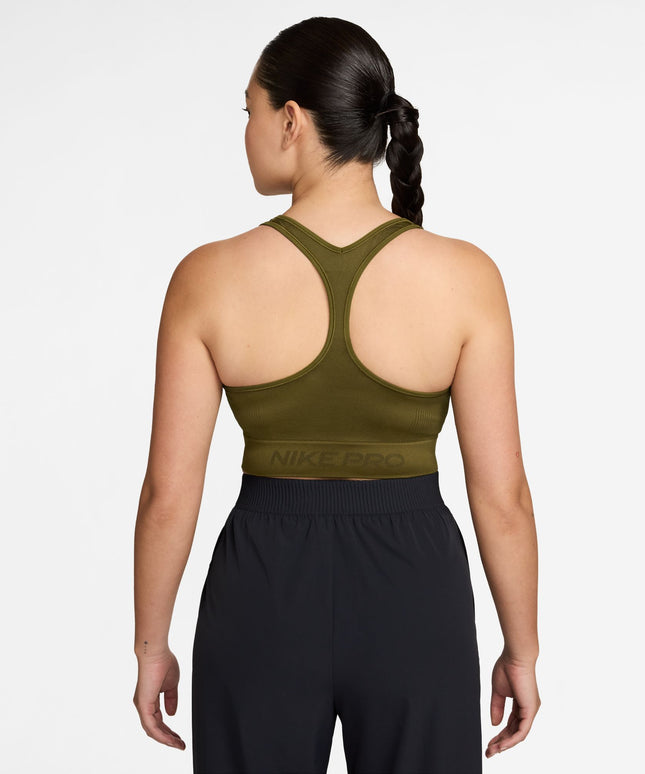 Nike Womens Pro Seamless Cropped Tank Top - Olive