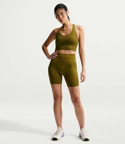 Nike Womens Pro Seamless Cropped Tank Top - Olive