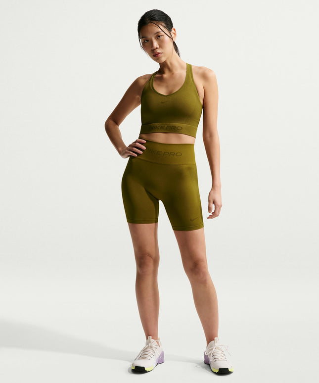 Nike Womens Pro Seamless Cropped Tank Top - Olive