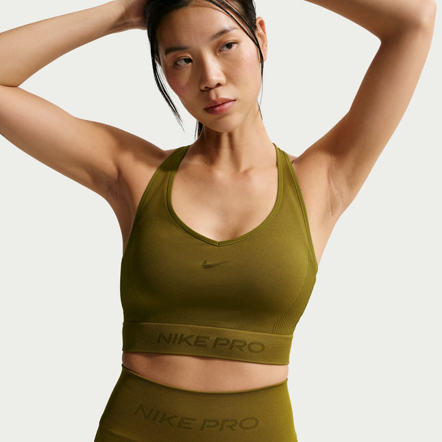 Nike Womens Pro Seamless Cropped Tank Top - Olive