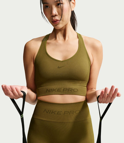 Nike Womens Pro Seamless Cropped Tank Top - Olive
