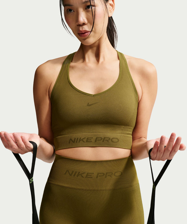 Nike Womens Pro Seamless Cropped Tank Top - Olive