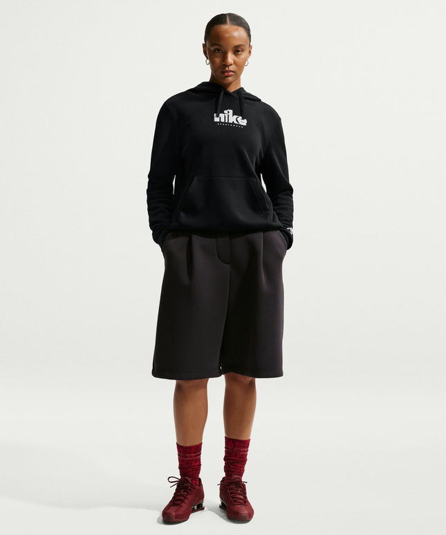 Nike Womens Fleece Graphic Pullover Hoodie - Black