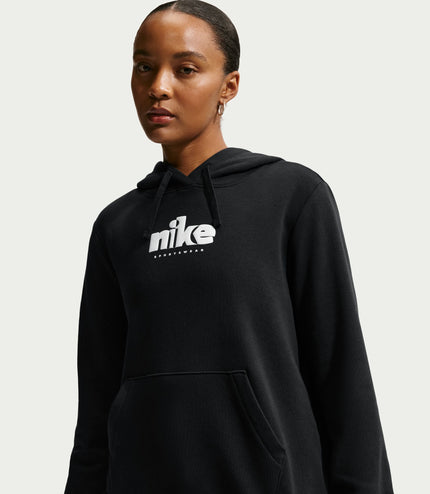 Nike Womens Fleece Graphic Pullover Hoodie - Black