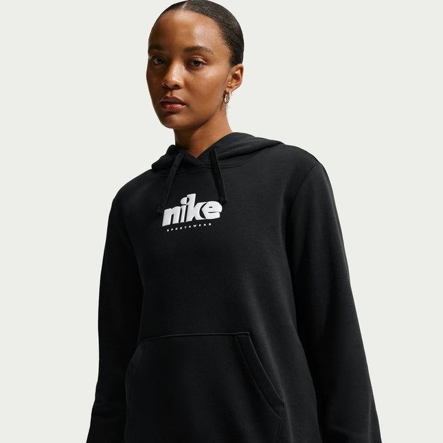 Nike Womens Fleece Graphic Pullover Hoodie - Black