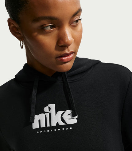 Nike Womens Fleece Graphic Pullover Hoodie - Black