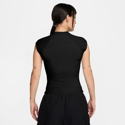 Nike Womens Sportswear Chill Knit Ribbed Top - Black