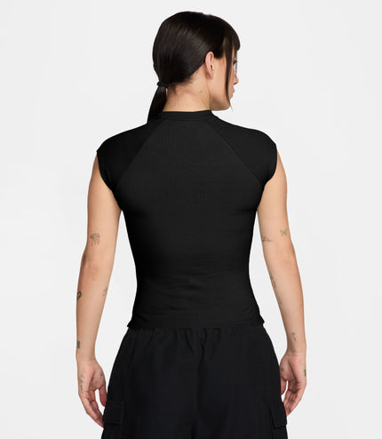 Nike Womens Sportswear Chill Knit Ribbed Top - Black