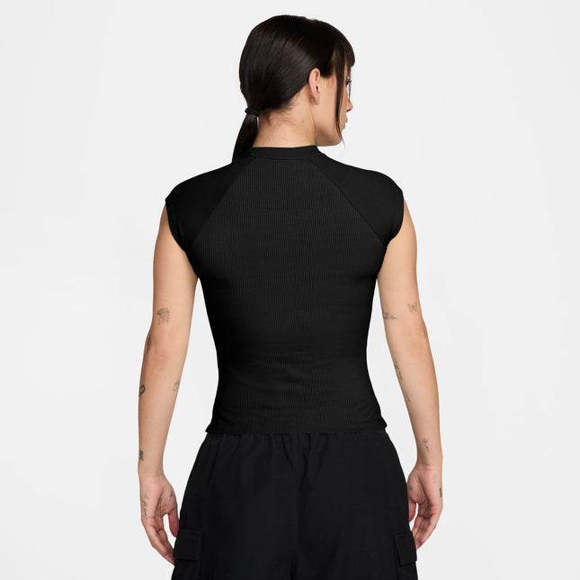 Nike Womens Sportswear Chill Knit Ribbed Top - Black