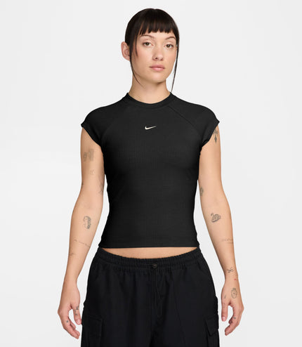 Nike Womens Sportswear Chill Knit Ribbed Top - Black