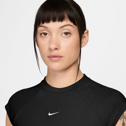 Nike Womens Sportswear Chill Knit Ribbed Top - Black