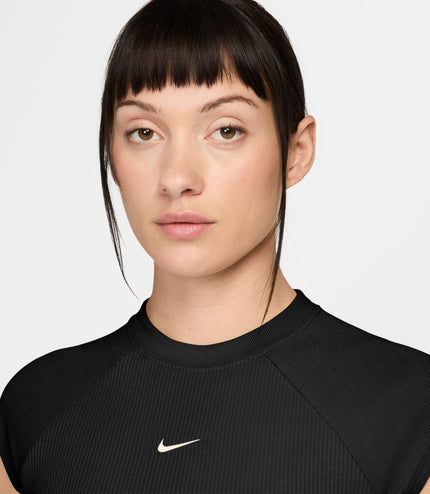 Nike Womens Sportswear Chill Knit Ribbed Top - Black