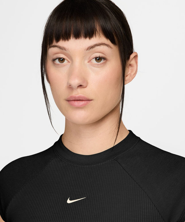Nike Womens Sportswear Chill Knit Ribbed Top - Black