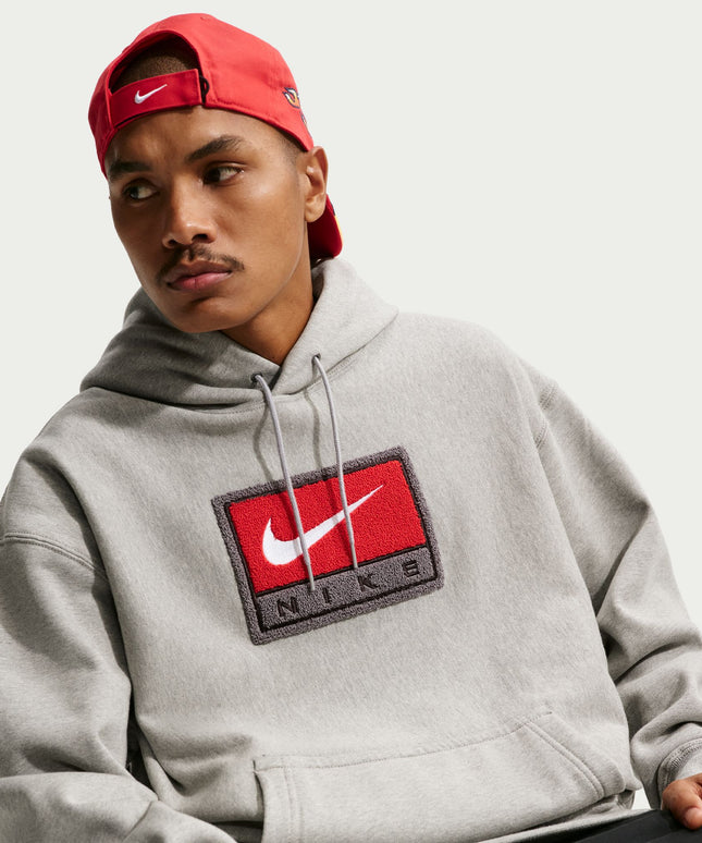 Nike Mens Solo Swoosh Hoodie - Grey/White