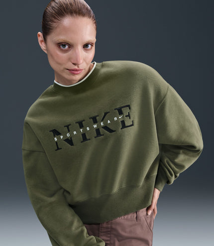 Nike Womens Phoenix Oversized Crewneck - Medium Olive