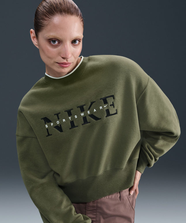Nike Womens Phoenix Oversized Crewneck - Medium Olive