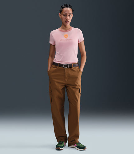 Nike Womens Sportswear Chill Cropped Knit Tee - Pink Glaze